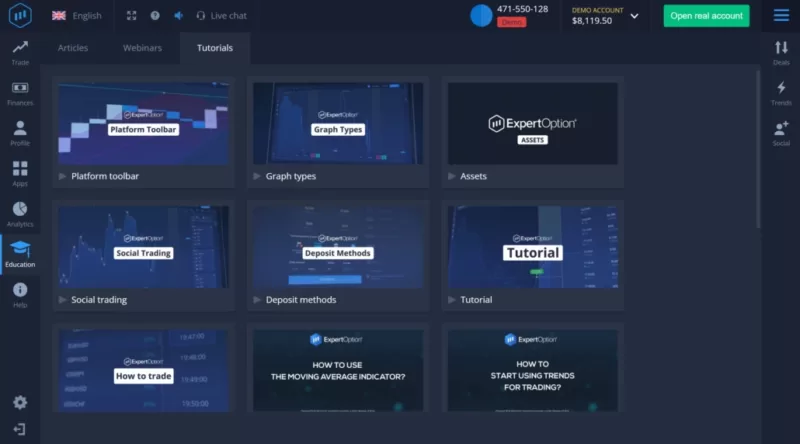 Conta de Demonstração da Expert Option
